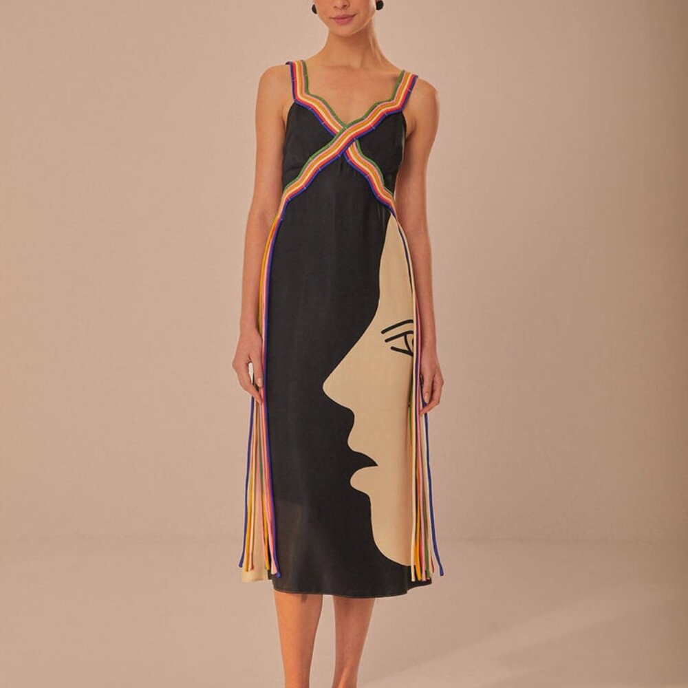 NWT Farm Rio Multicolor Surreal Sleeveless Midi Dress large